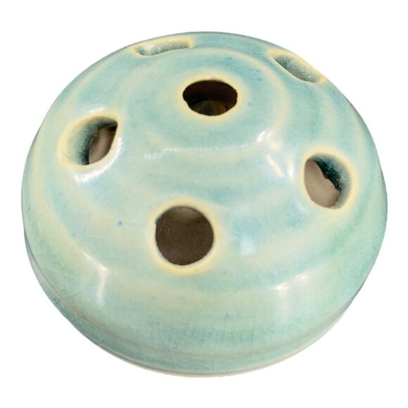 Studio Art Pottery Flower Frog Light Green Glaze Pottery Hand Made Stoneware VTG - Picture 11 of 11